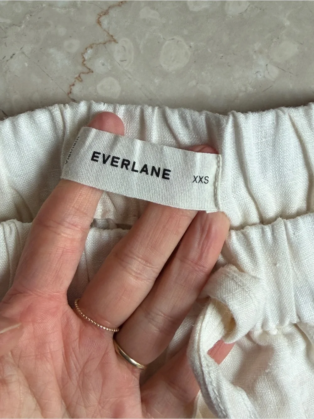 Everlane Cream Drawstring 100 % Linen Pants